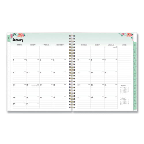 Laurel Weekly/monthly Planner, Laurel Floral Artwork, 9 X 7, Green/pink/orange Cover, 12-month (jan To Dec): 2023