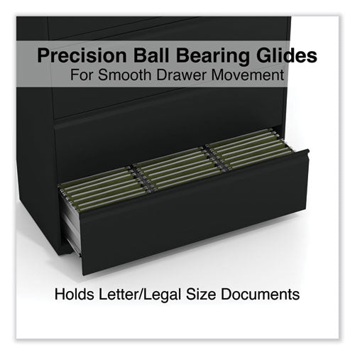 Lateral File, 5 Legal/letter/a4/a5-size File Drawers, Black, 42" X 18.63" X 67.63"