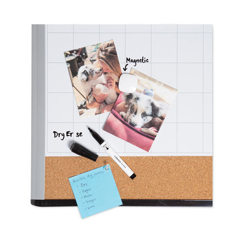 3n1 Magnetic Mod Dry Erase Board, Monthly Calendar, 20 X 16, White Surface, Gray/black Plastic Frame