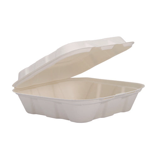 Dart Compostable Fiber Hinged Trays Proplanet Seal 8.03x8.38x1.93 Ivory Molded Fiber 200/Case