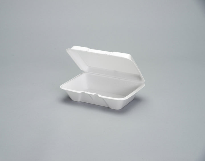 Genpak 9.19 X 6.5 Inch X 2.875 Inch White Vented Large Deep All Purpose Foam Hinged Container-100 Each-100/Box-2/Case