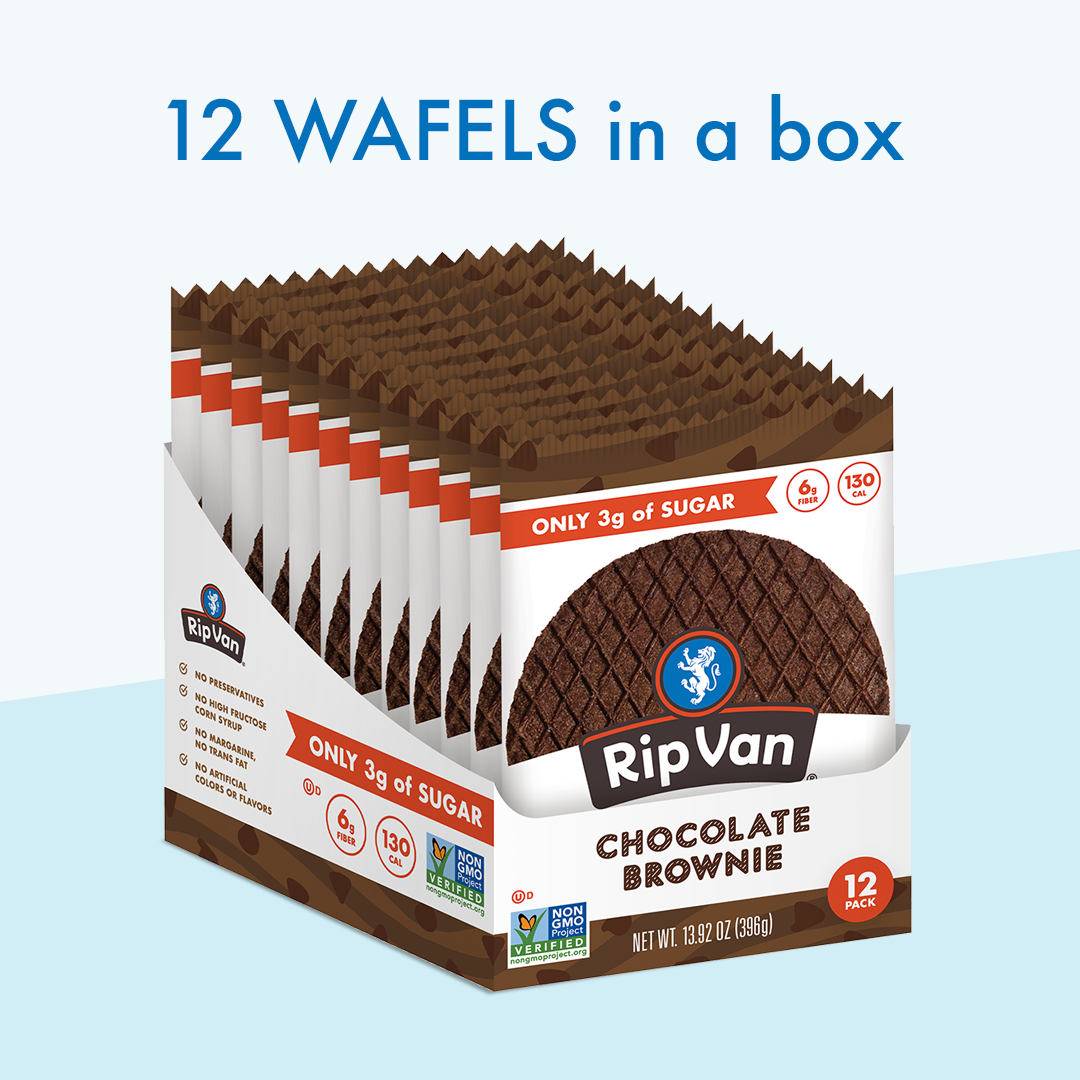 Rip Van Low Sugar Chocolate Brownie Wafels-1.16 oz.-12/Box-4/Case