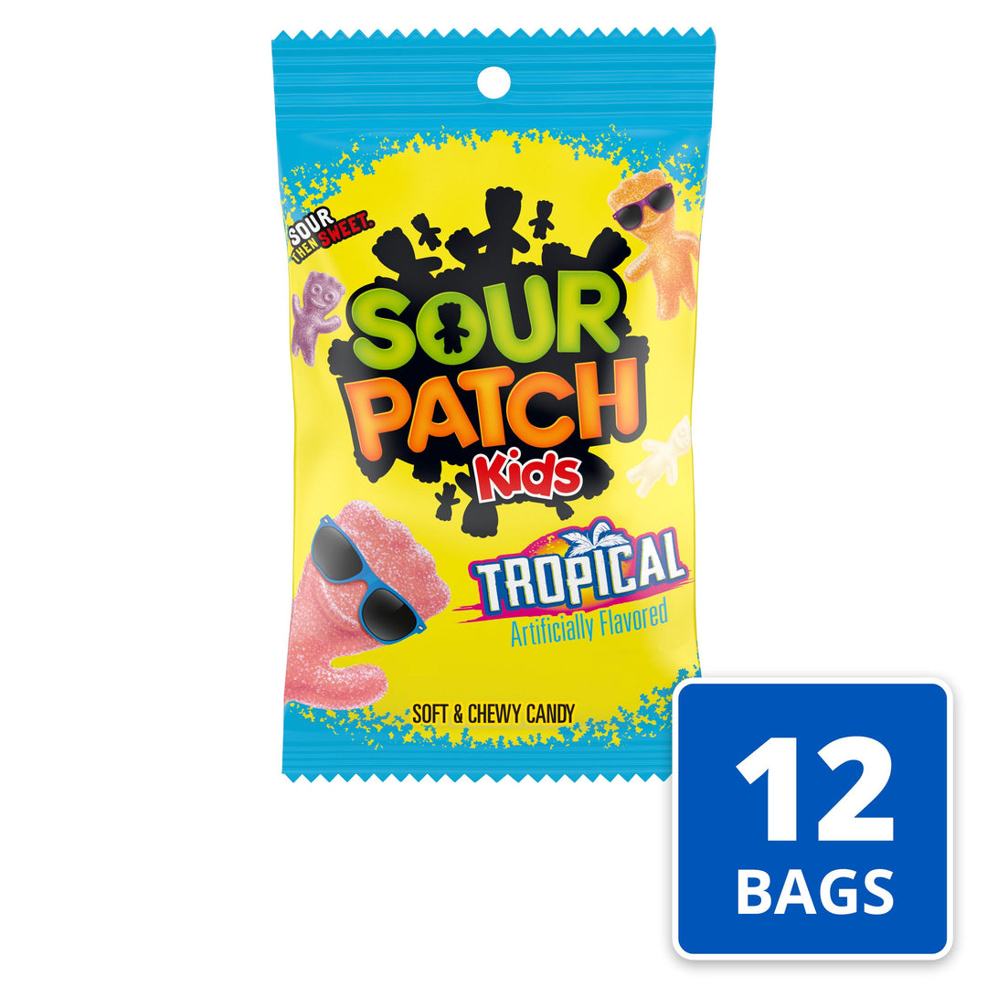 Sour Patch Kids Fat Free Tropical Soft Candy Peg Bag-8 oz.-12/Case