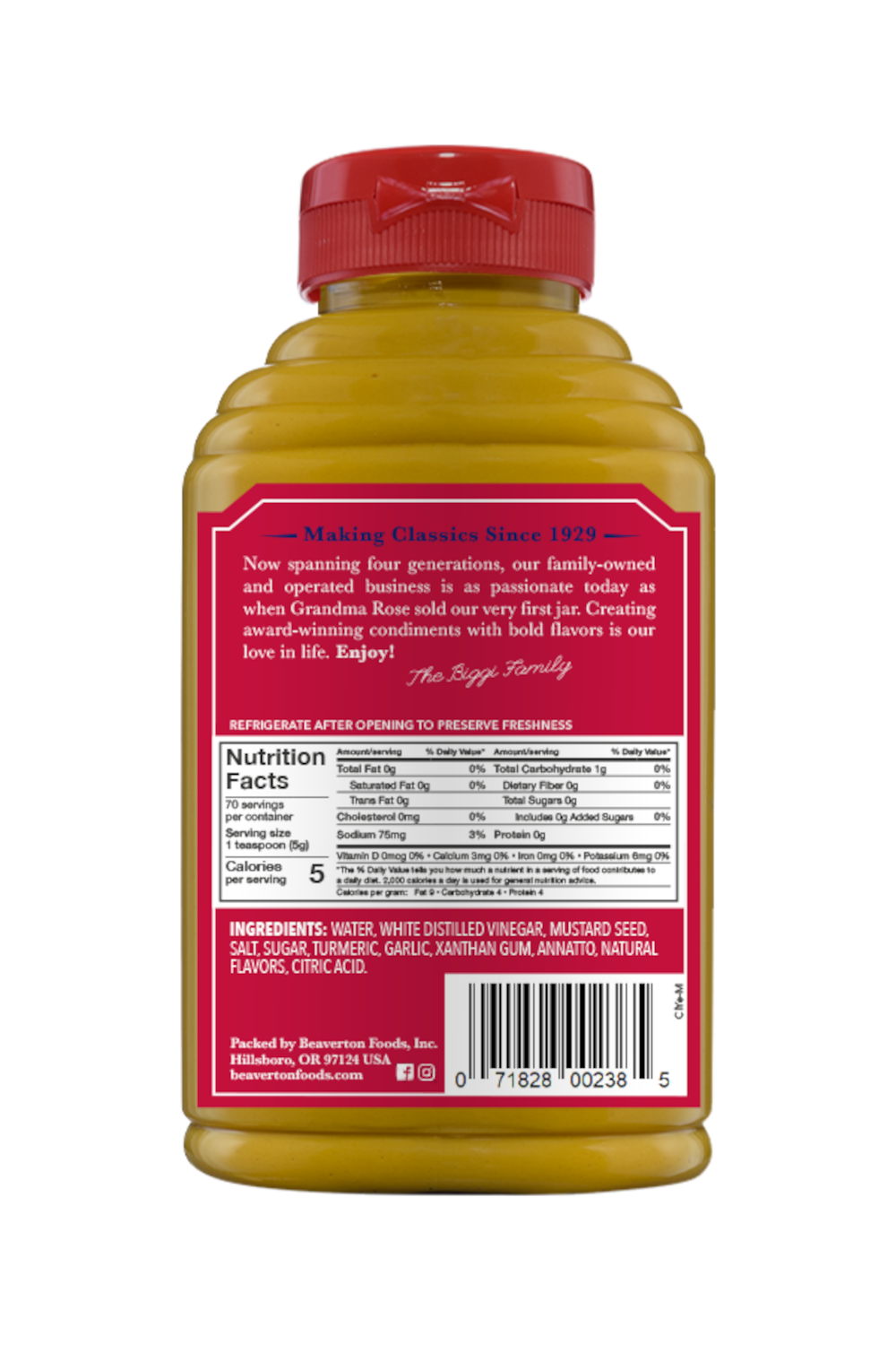 Beaver American Picnic Mustard Bottle-12.5 oz.-6/Case