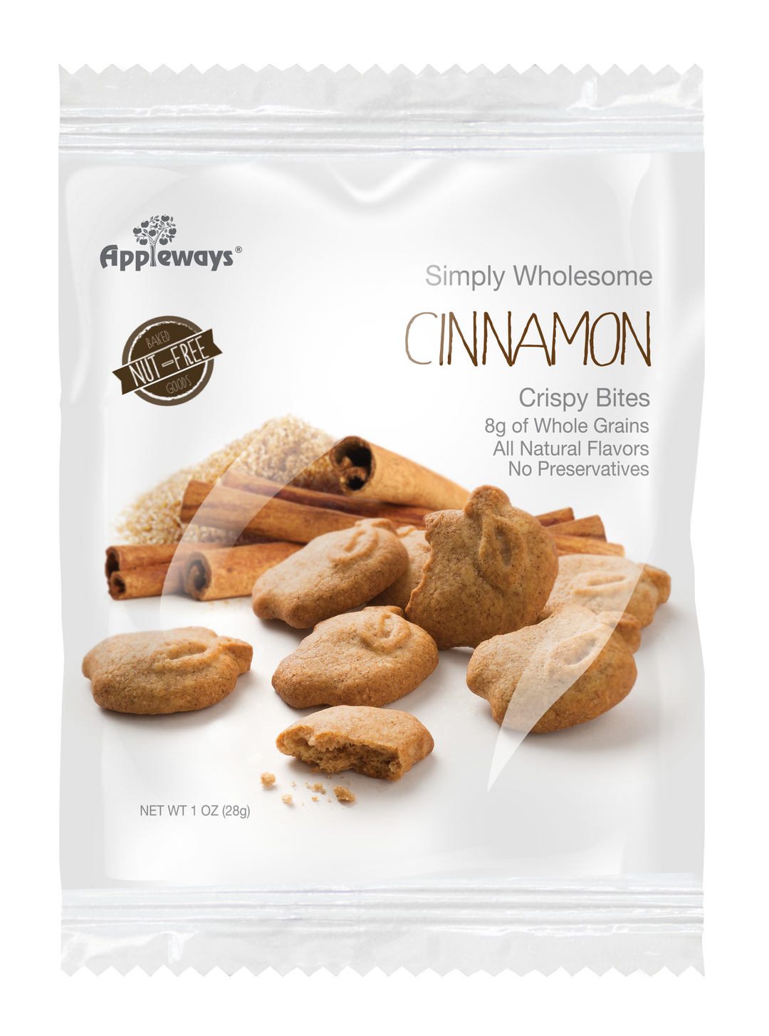 Appleways Individually Wrapped Whole Grain Cinnamon Crispy Bites-1 Count-108/Case