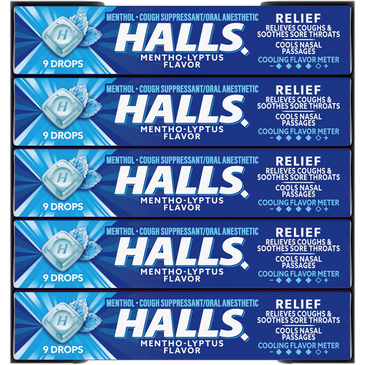 Halls Menthol Eucalyptus Cough Drops-9 Count-20/Box-24/Case