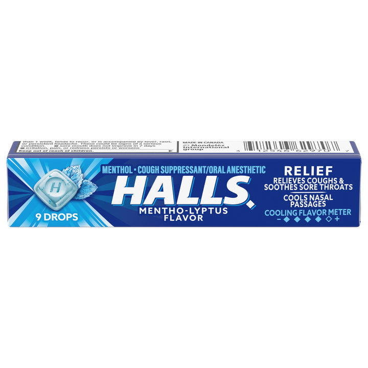 Halls Menthol Eucalyptus Cough Drops-9 Count-20/Box-24/Case