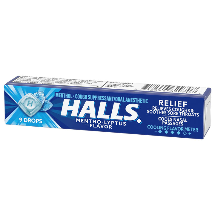 Halls Menthol Eucalyptus Cough Drops-9 Count-20/Box-24/Case