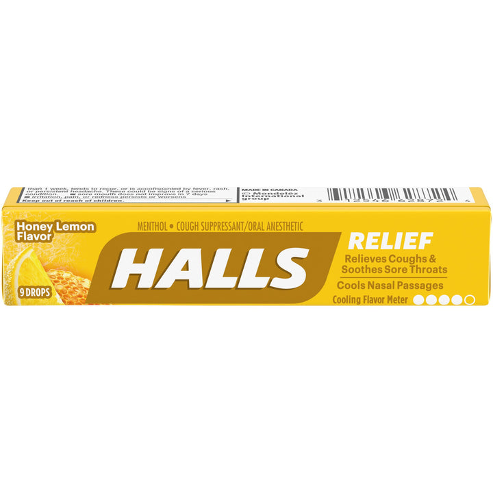 Halls Stick Honey Lemon Cough Drops-9 Count-20/Box-24/Case