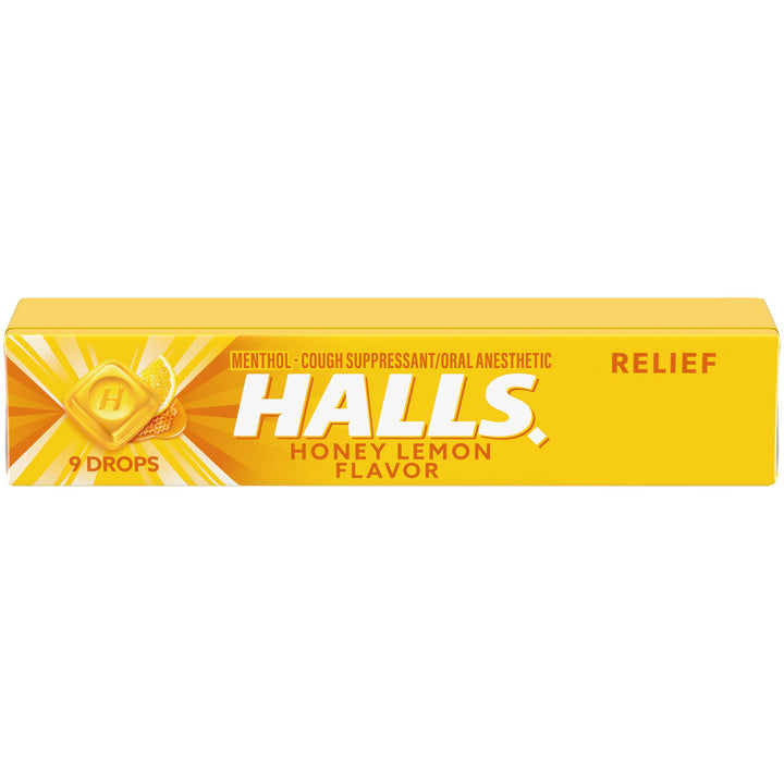 Halls Stick Honey Lemon Cough Drops-9 Count-20/Box-24/Case