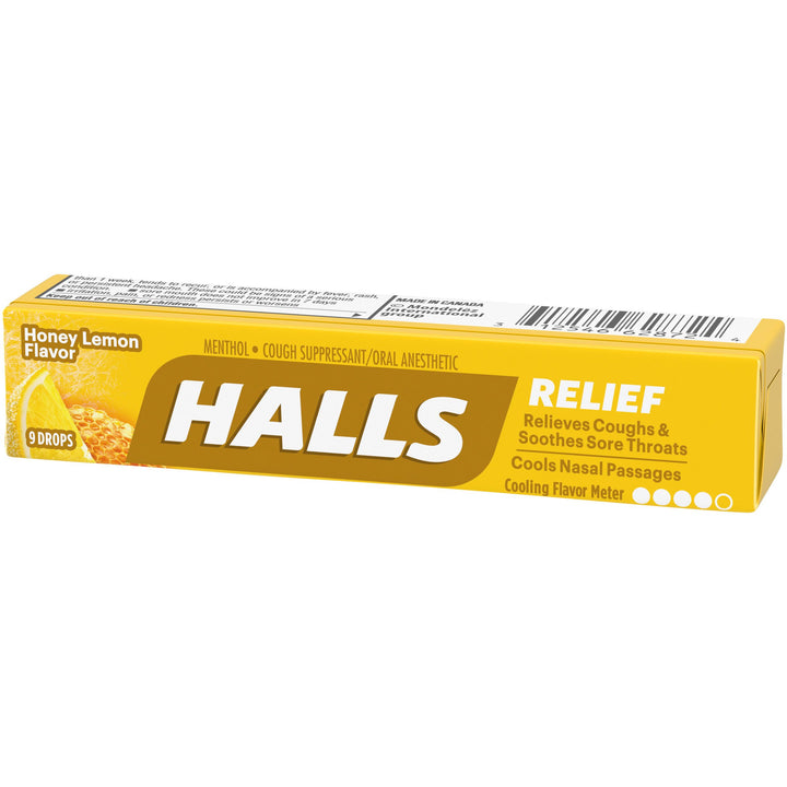 Halls Stick Honey Lemon Cough Drops-9 Count-20/Box-24/Case