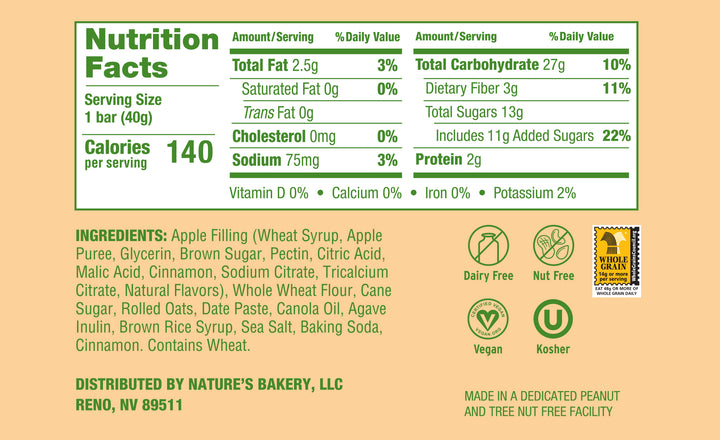 Nature's Bakery Apple Oatmeal Crumble Bar-1.41 oz.-12/Box-7/Case