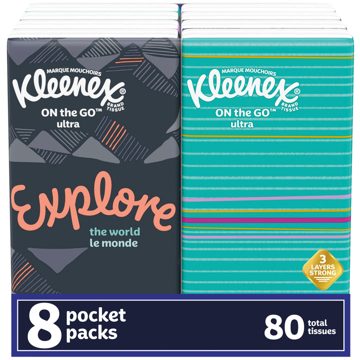 Kleenex Facial Tissues To Go Pocket Pack-80 Count-12/Case