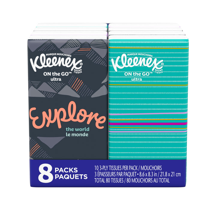 Kleenex Facial Tissues To Go Pocket Pack-80 Count-12/Case
