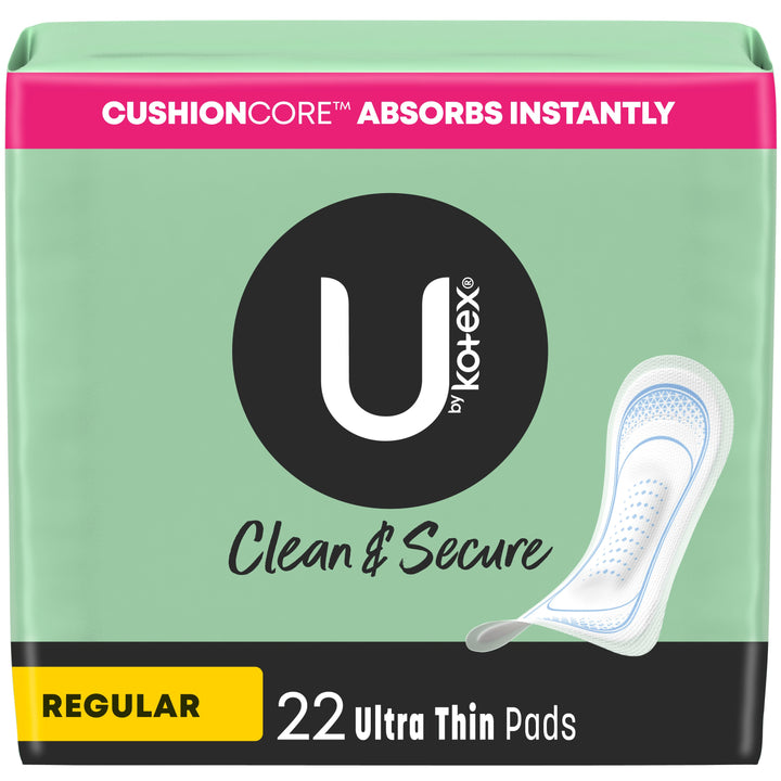 U By Kotex Premium Ultra Thin Regular Pads-22 Count-8/Case