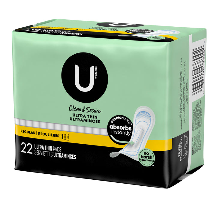 U By Kotex Premium Ultra Thin Regular Pads-22 Count-8/Case