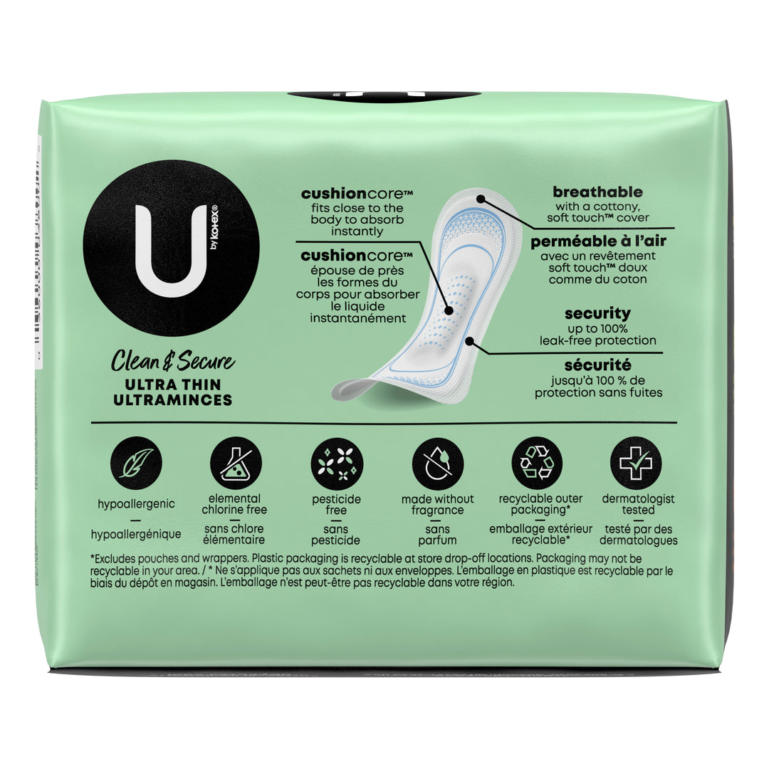 U By Kotex Premium Ultra Thin Regular Pads-22 Count-8/Case