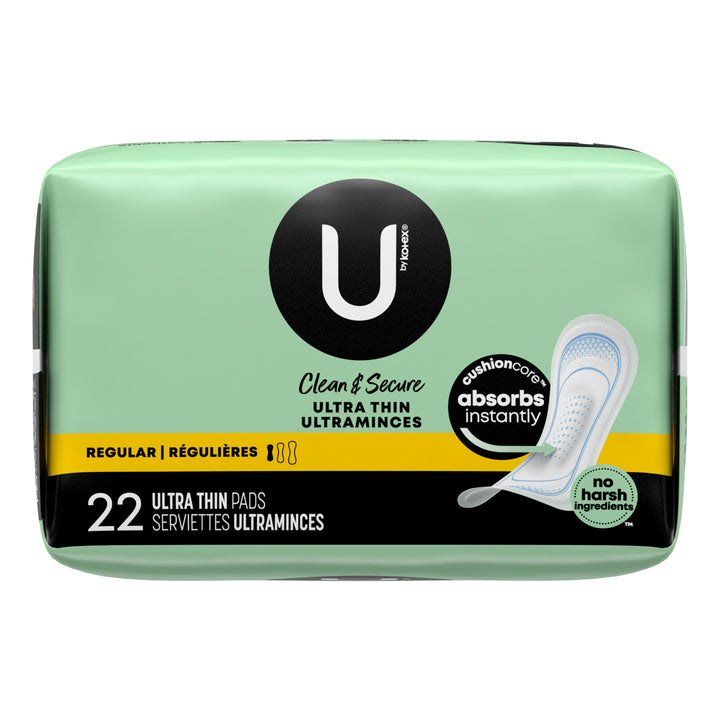 U By Kotex Premium Ultra Thin Regular Pads-22 Count-8/Case