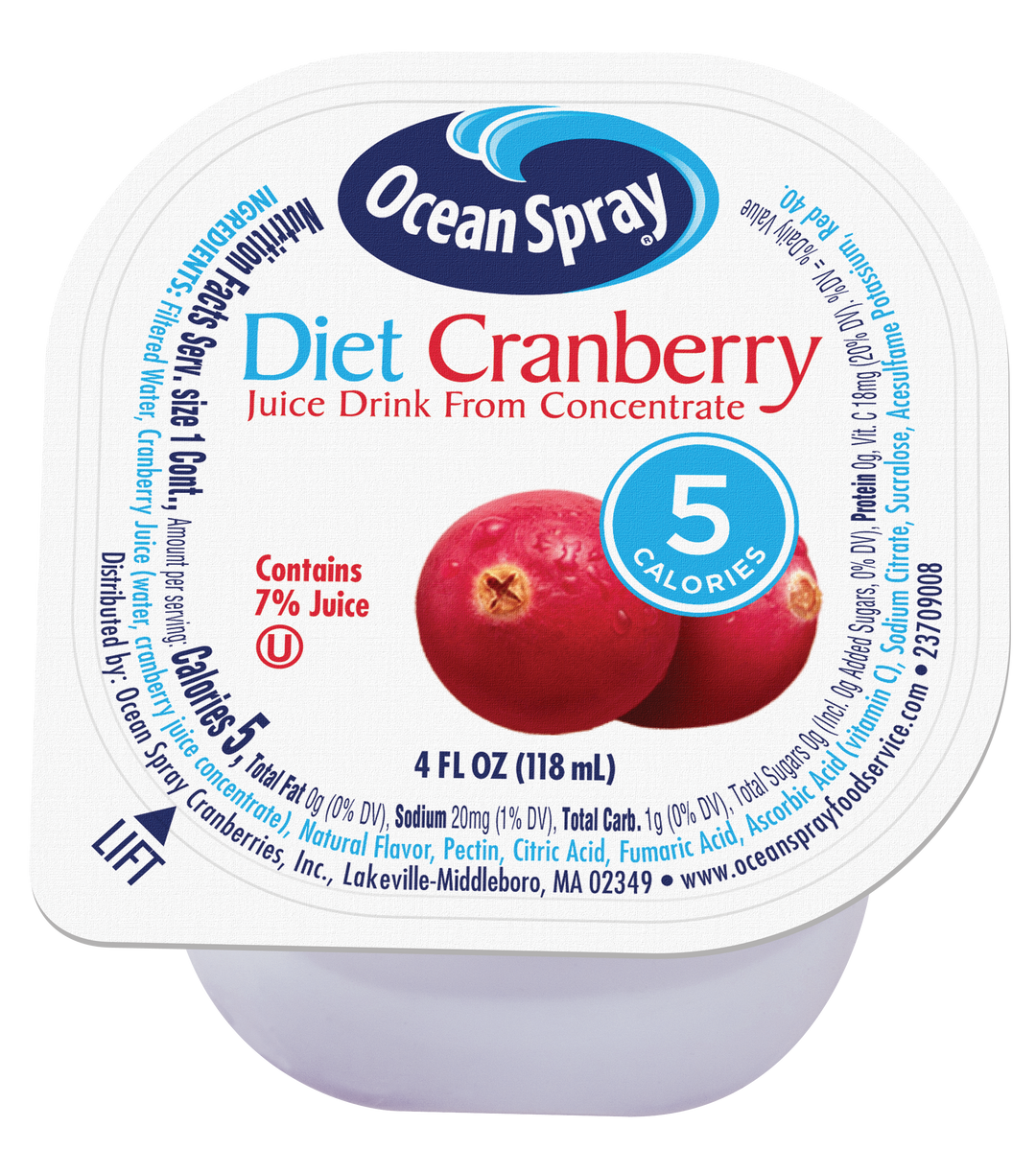 Ocean Spray No Thaw Diet Cranberry Juice-4 fl oz.-48/Case