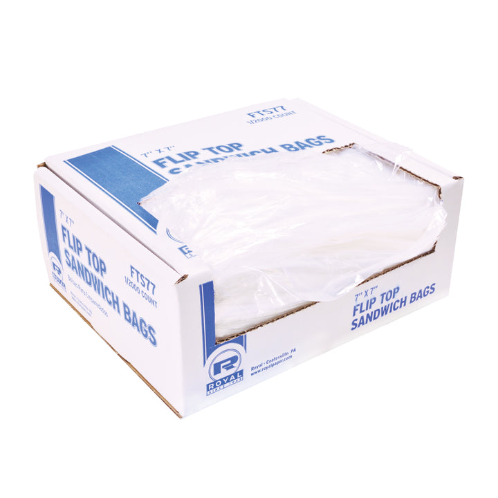 Royal 7 Inch X 7 Inch Light Duty Flip Top Sandwich Bag-2000 Each-1/Case