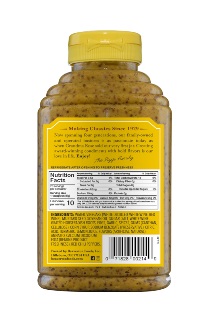 Beaver Deli Horseradish Mustard Bottle-12.5 oz.-6/Case