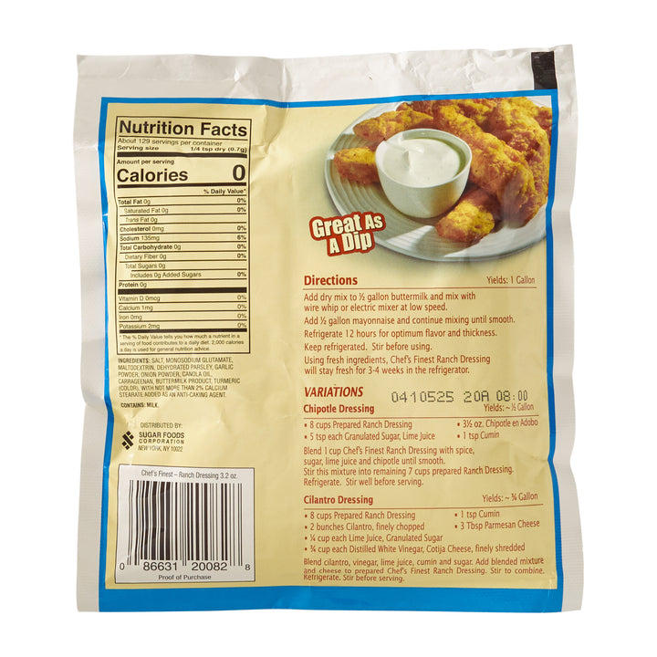 Chef's Finest Dry Ranch Mix Dressing Mix 18/3.2 Oz.