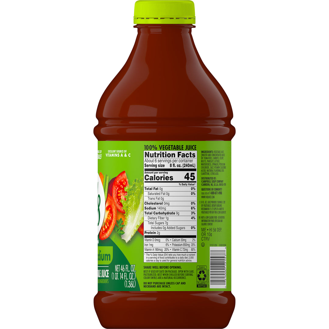 V8 Original Low Sodium Vegetable Juice-46 fl oz.s-6/Case