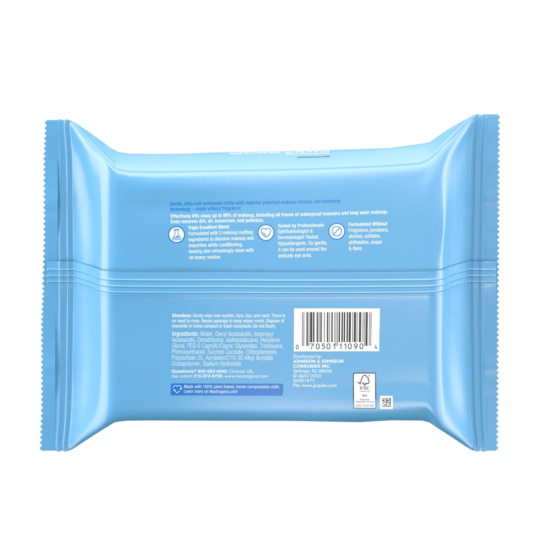 Neutrogena Makeup Remover Cleansing Towelettes Fragrance-Free-25 Count-6/Case
