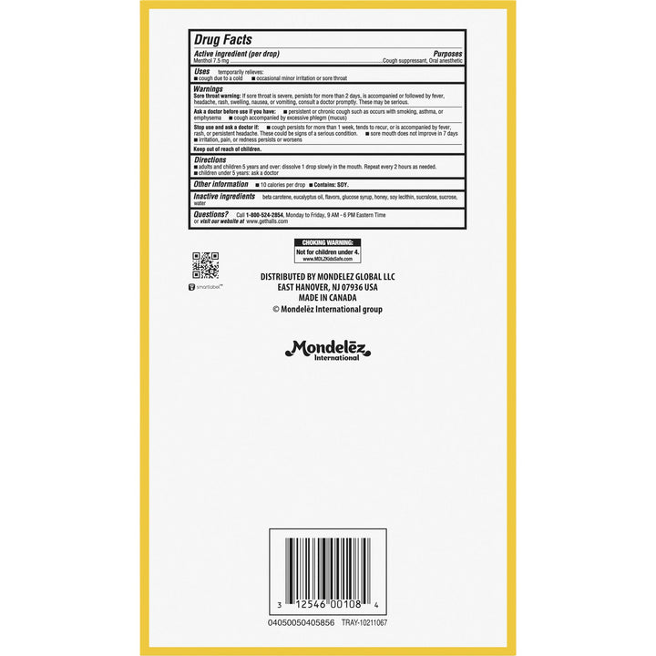 Halls Honey Lemon Cough Drops-80 Count-6/Box-2/Case