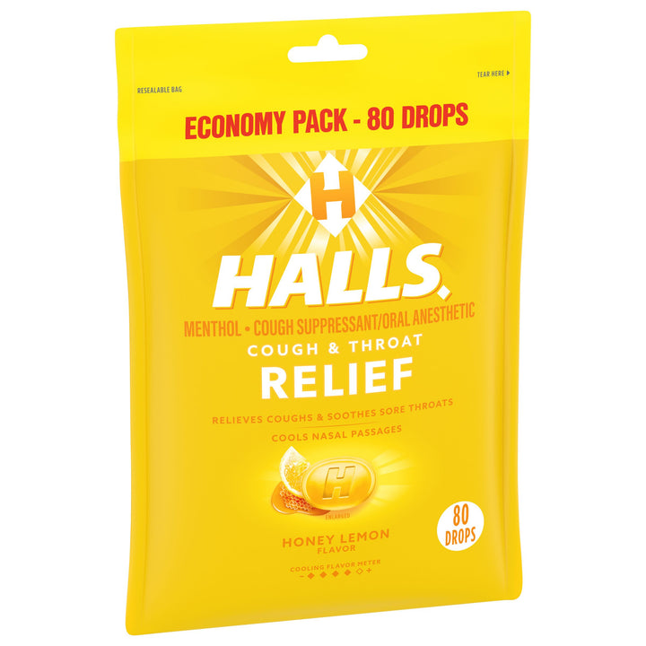 Halls Honey Lemon Cough Drops-80 Count-6/Box-2/Case