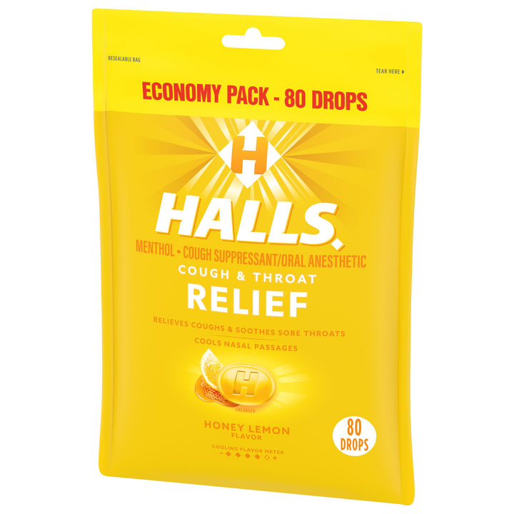 Halls Honey Lemon Cough Drops-80 Count-6/Box-2/Case