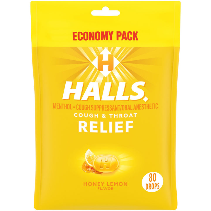 Halls Honey Lemon Cough Drops-80 Count-6/Box-2/Case