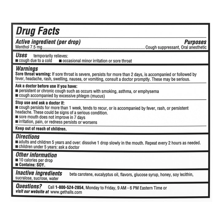 Halls Honey Lemon Cough Drops-80 Count-6/Box-2/Case