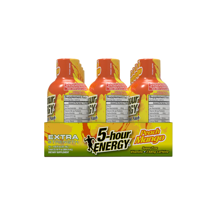 5-Hour Energy Extra Strength Peach Mango Energy Shot-1.93 fl oz.s-12/Box-18/Case