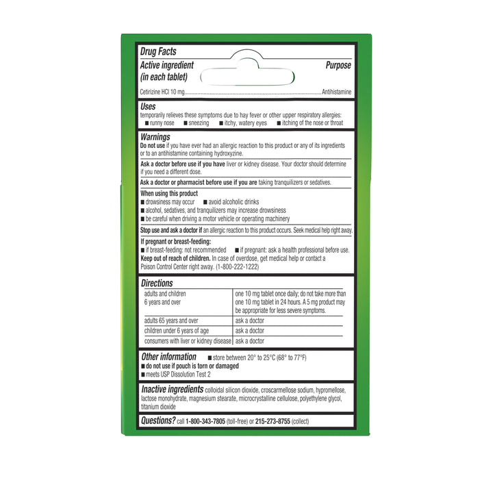 Zyrtec Allergy Tablets-3 Count-6/Box-12/Case