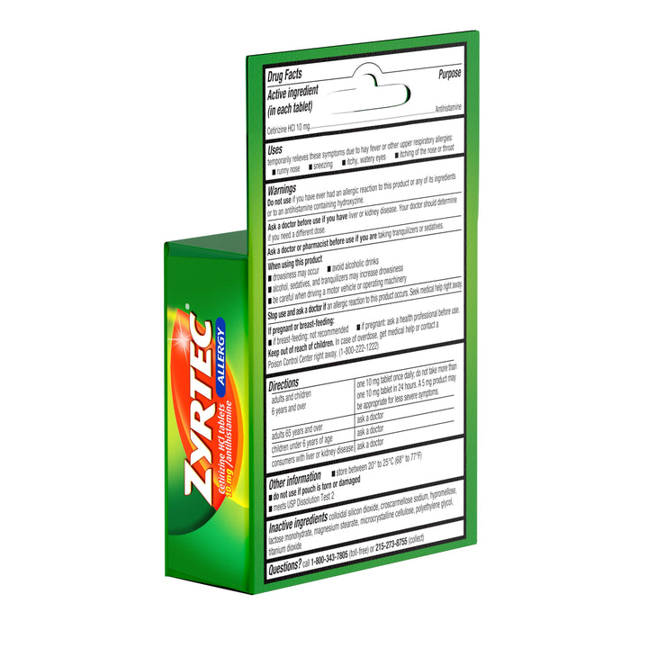 Zyrtec Allergy Tablets-3 Count-6/Box-12/Case