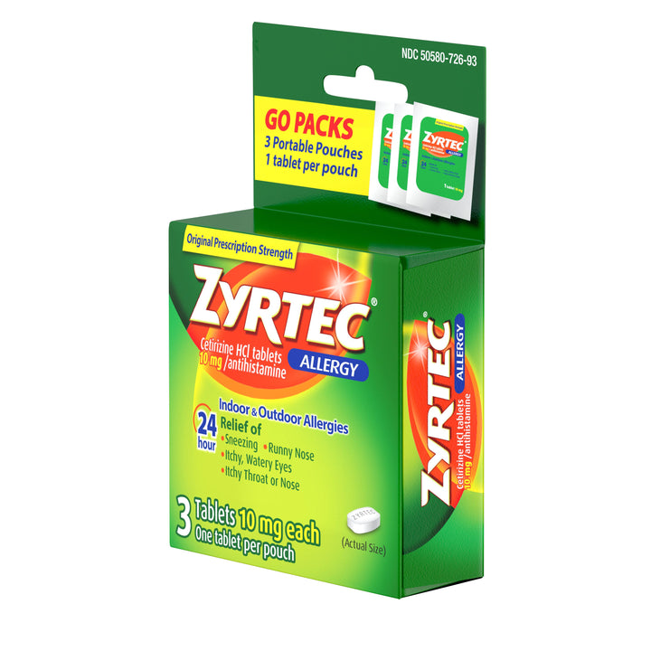 Zyrtec Allergy Tablets-3 Count-6/Box-12/Case