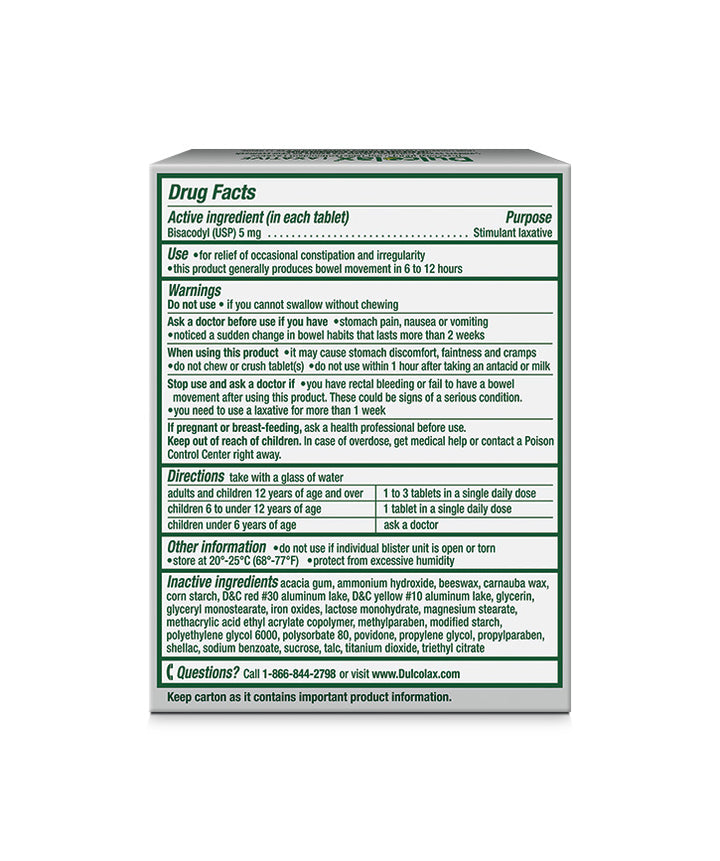 Dulcolax Stimulant Laxative Tablet-10 Count-6/Box-6/Case