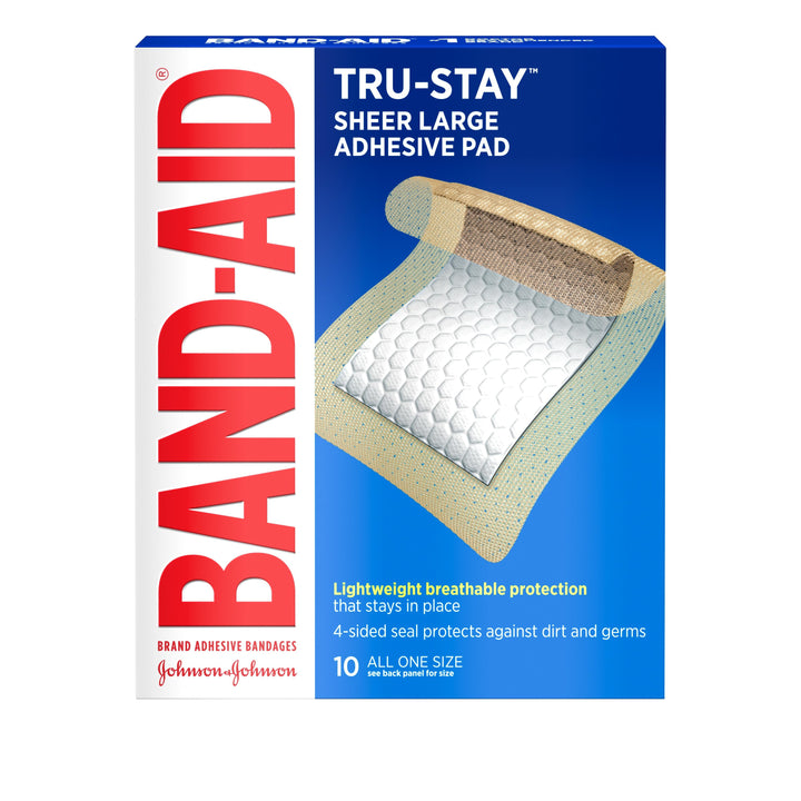 Band Aid Tru Stay Adhesive Pad Large Bandages Box-10 Count-3/Box-8/Case