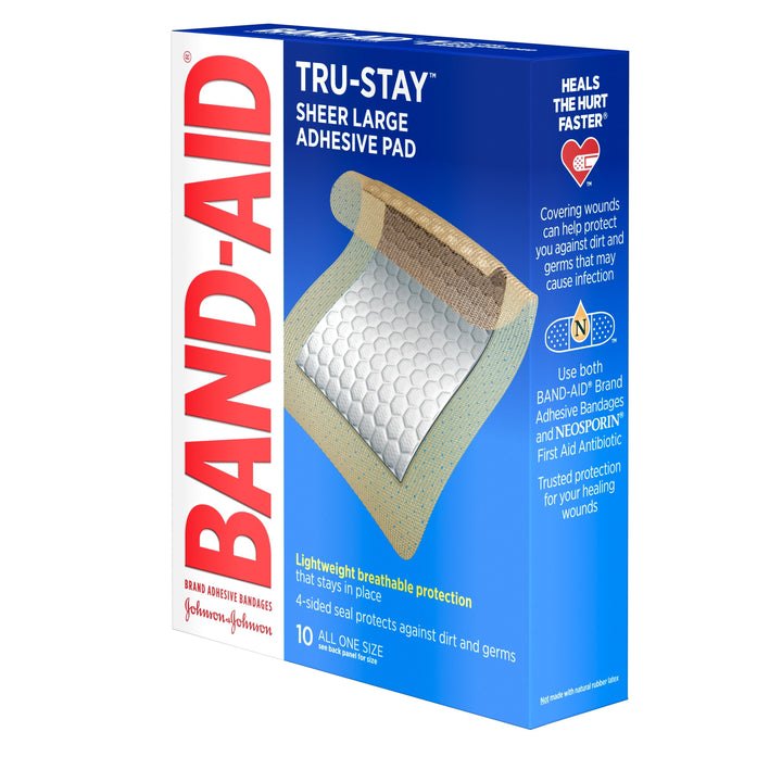Band Aid Tru Stay Adhesive Pad Large Bandages Box-10 Count-3/Box-8/Case