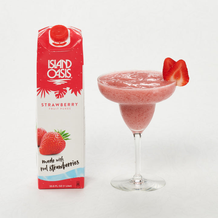 Island Oasis Aseptic Strawberry Frozen Drink And Smoothie Cocktail Mixer-1 Liter-12/Case