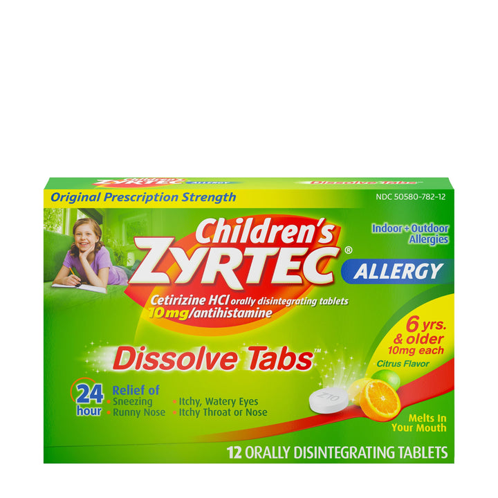 Zyrtec Allergy Dissolve Citrus Tablets-12 Count-6/Box-4/Case