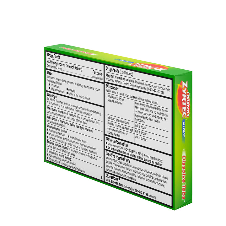 Zyrtec Allergy Dissolve Citrus Tablets-12 Count-6/Box-4/Case