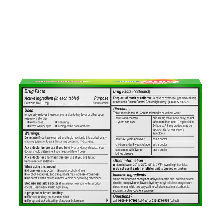 Zyrtec Allergy Dissolve Citrus Tablets-12 Count-6/Box-4/Case