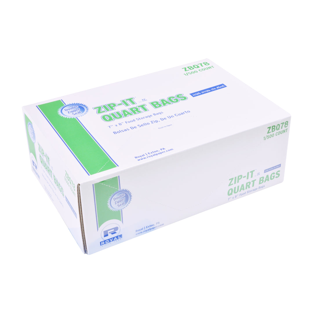 Royal 7 Inch X 8 Inch Double Zipper Quart Bag-500 Each-1/Case