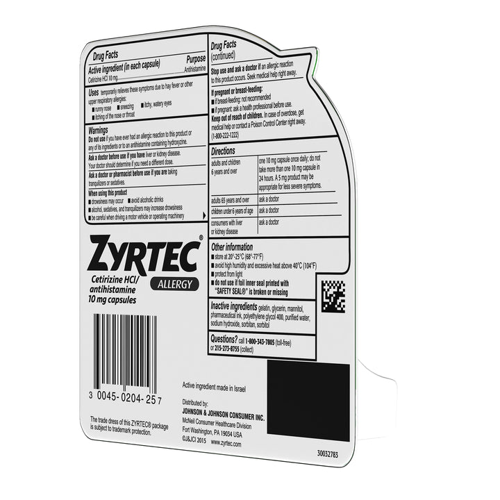 Zyrtec 10 Milligram Liquid Gel 24/25 Cnt.
