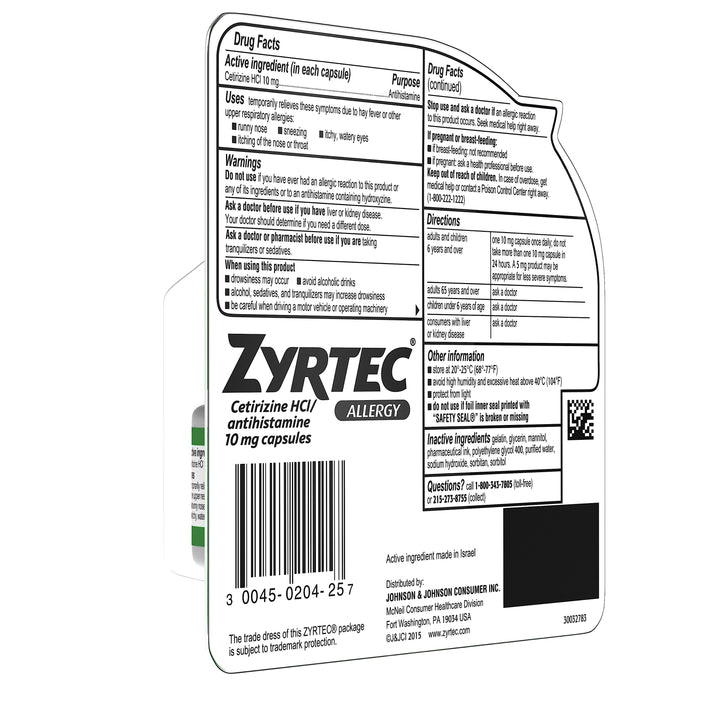 Zyrtec 10 Milligram Liquid Gel 24/25 Cnt.