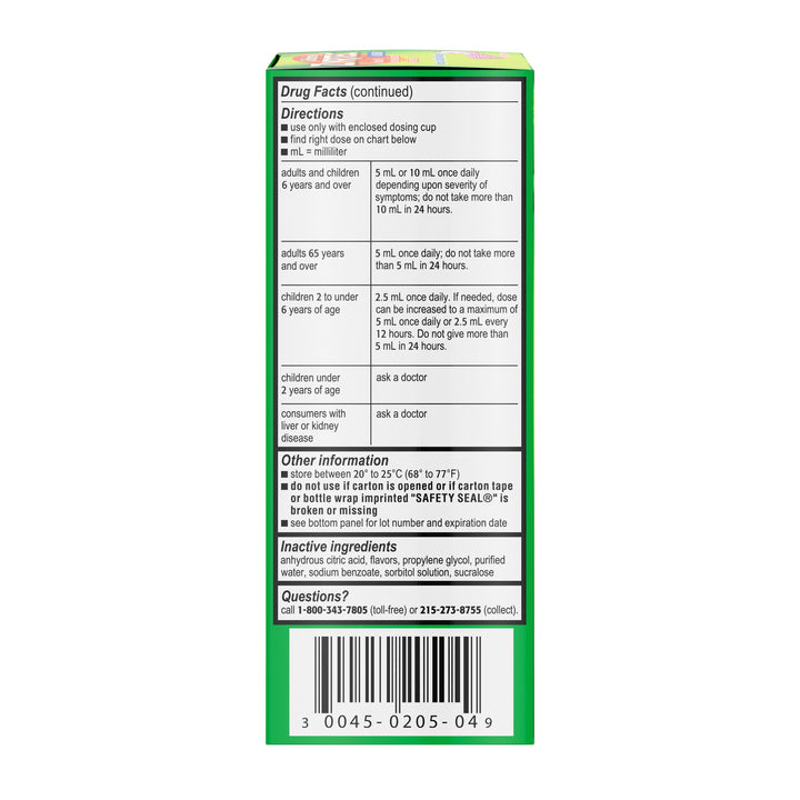 Zyrtec Allergy Sugar Free Dye Free Syrup Bottle-4 fl oz.-3/Box-12/Case