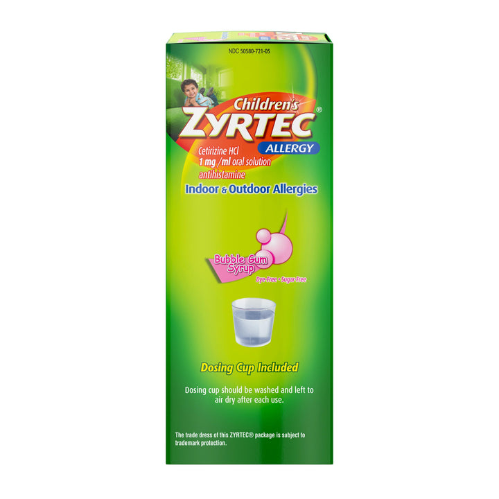 Zyrtec Allergy Sugar Free Dye Free Syrup Bottle-4 fl oz.-3/Box-12/Case