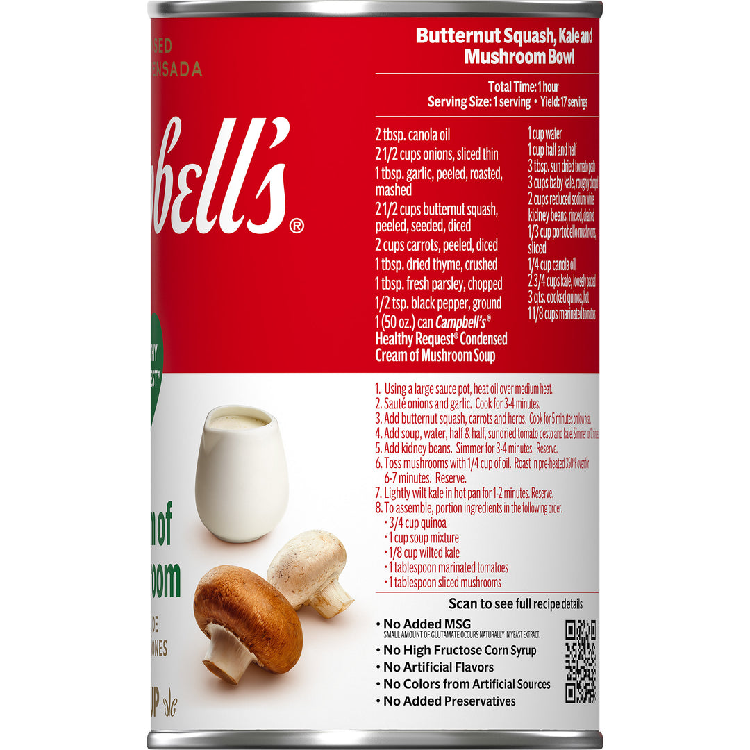 Campbell's Classic Healthy Request Cream Of Mushroom Condensed Shelf Stable Soup-50 oz.-12/Case